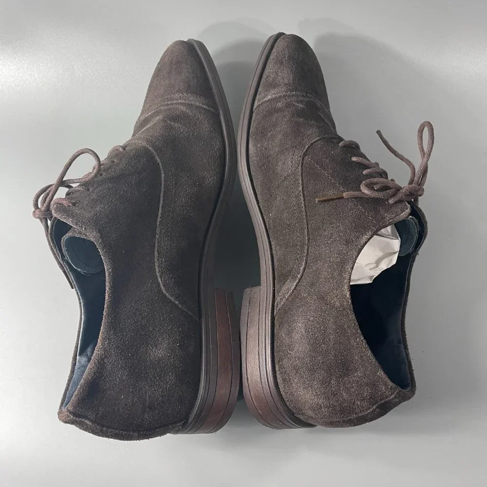 Joseph Abboud Dark Brown Suede Cap-Toe Derby Oxfords